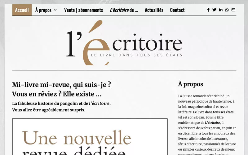 Création d'une boutique en ligne pour la revue L'écritoire