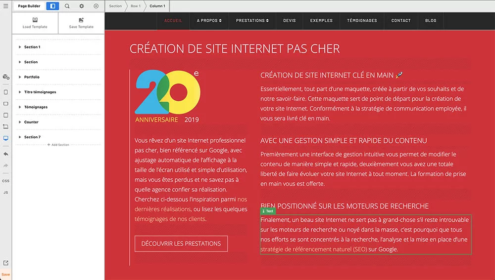 Création de pages Web individuelles