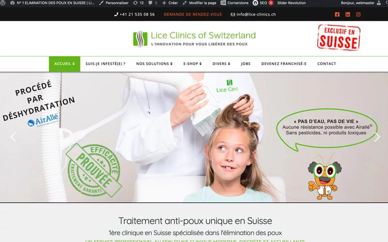 Création d'une boutique en ligne pour Lice Clinics of Switzerland
