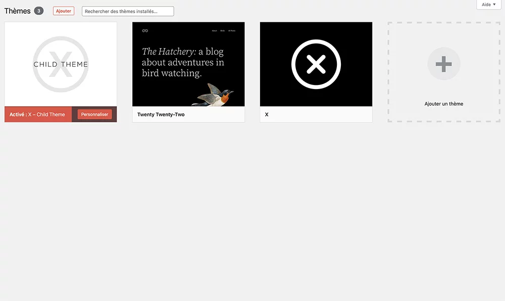 Installation du thème