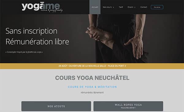 étude de cas pour la création du site web du studio de yoga yogâme à neuchâtel